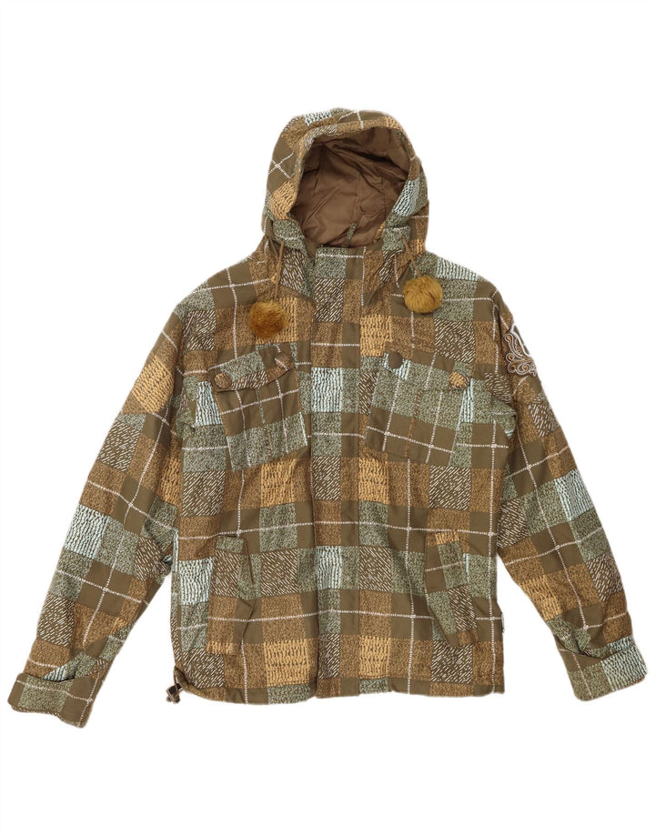 BILLABONG ženska vjetrovka s kapuljačom s grafičkim motivima EU 36 Mala kaki karirana