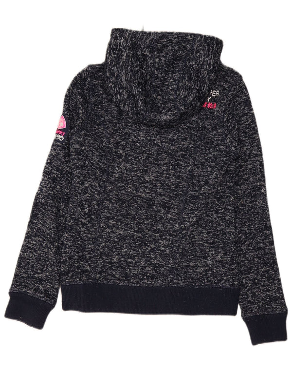 Superdry ženski pulover s kapuljačom s patentnim zatvaračem UK 6 XS tamnoplavi pjegavi poliester