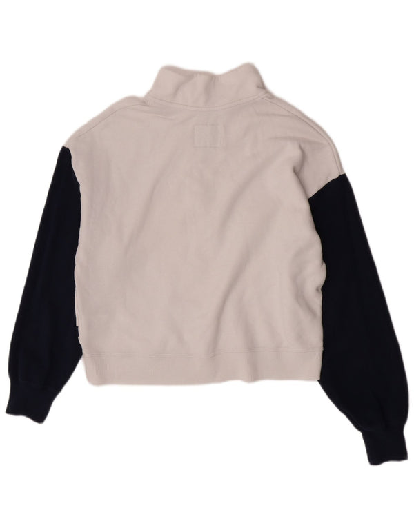 Hollister Ženska majica s izrezom s patentnim zatvaračem UK 14 srednje bijele boje