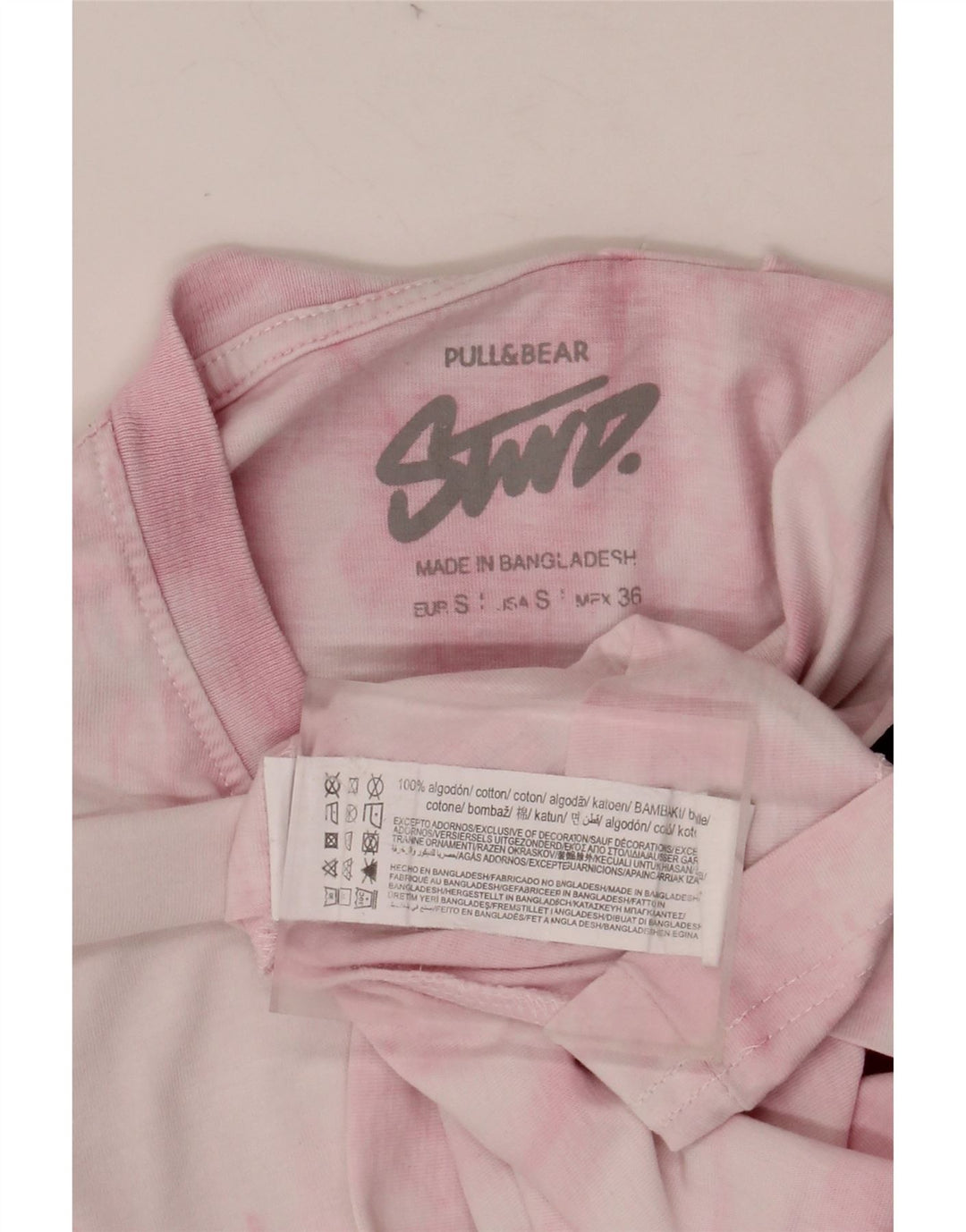 PULL & BEAR Muška majica kratkih rukava s grafičkim motivima Mala ružičasta boja za kravatu Pamuk