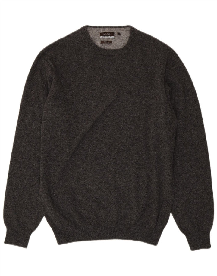 E.B. Company muški džemper s okruglim izrezom srednje sive merino vune