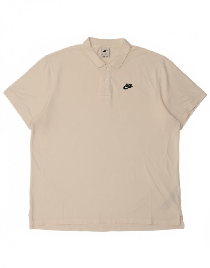 NIKE Mens Polo Shirt 2XL White Cotton