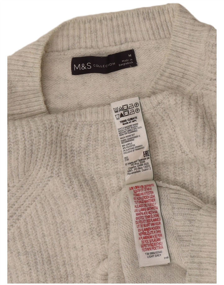 Marks & Spencer ženski džemper s veznim izrezom UK 14 srednje sivo s pjegama