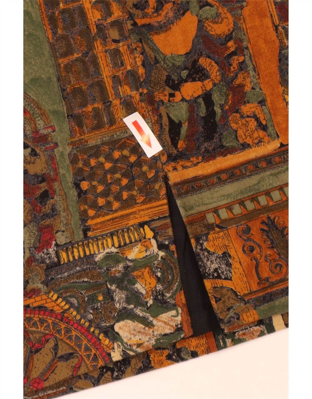 VINTAGE ženska pencil suknja W28 srednje smeđi geometrijski pamuk