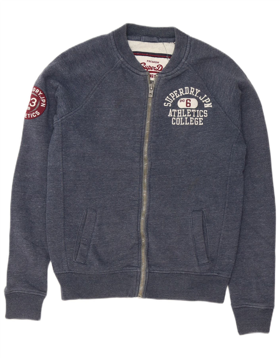 Superdry muška grafička gornja jakna od srednje plave trenirke, tamnoplavi flekasti pamuk