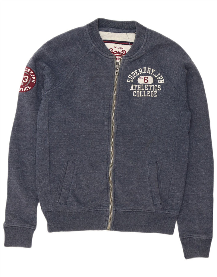 Superdry muška grafička gornja jakna od srednje plave trenirke, tamnoplavi flekasti pamuk