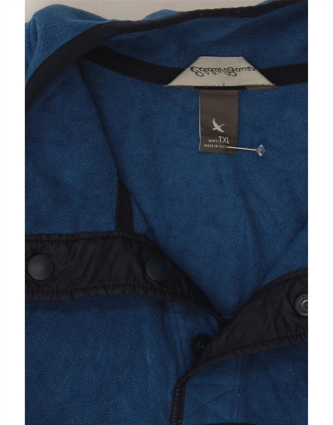 EDDIE BAUER Mens Button Neck Fleece Jumper XL Blue Colourblock Polyester Vintage Eddie Bauer and Second-Hand Eddie Bauer from Messina Hembry 