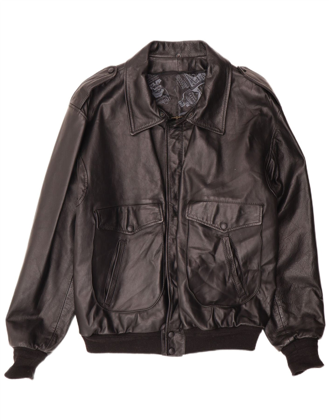 Vintage muška vojna bomber kožna jakna UK 42 XL crna