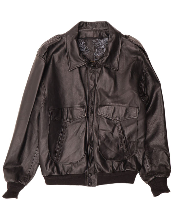 Vintage muška vojna bomber kožna jakna UK 42 XL crna