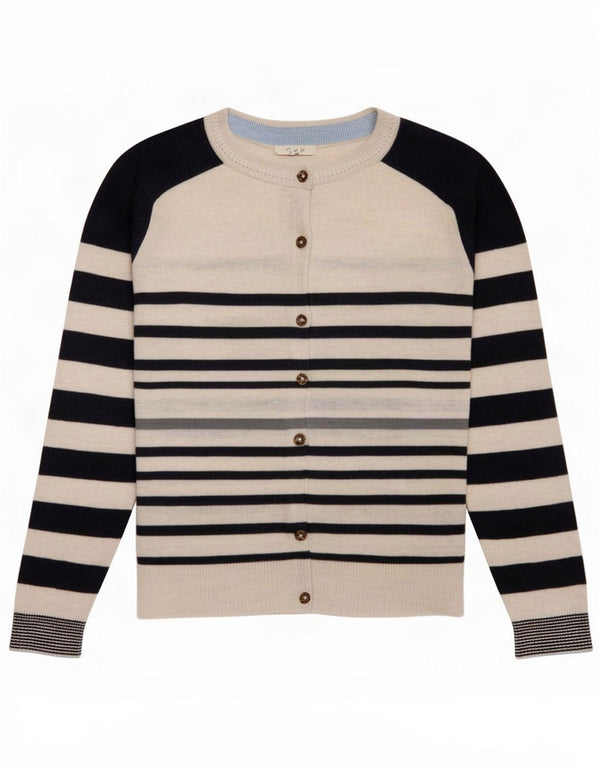 White Stuff Ženski kardigan džemper UK 12 Medium Striped Cotton