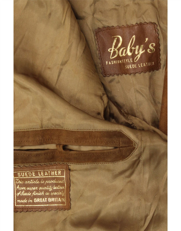 Vintage muška jakna od brušene kože s 3 gumba UK 38 srednje smeđe antilop kože