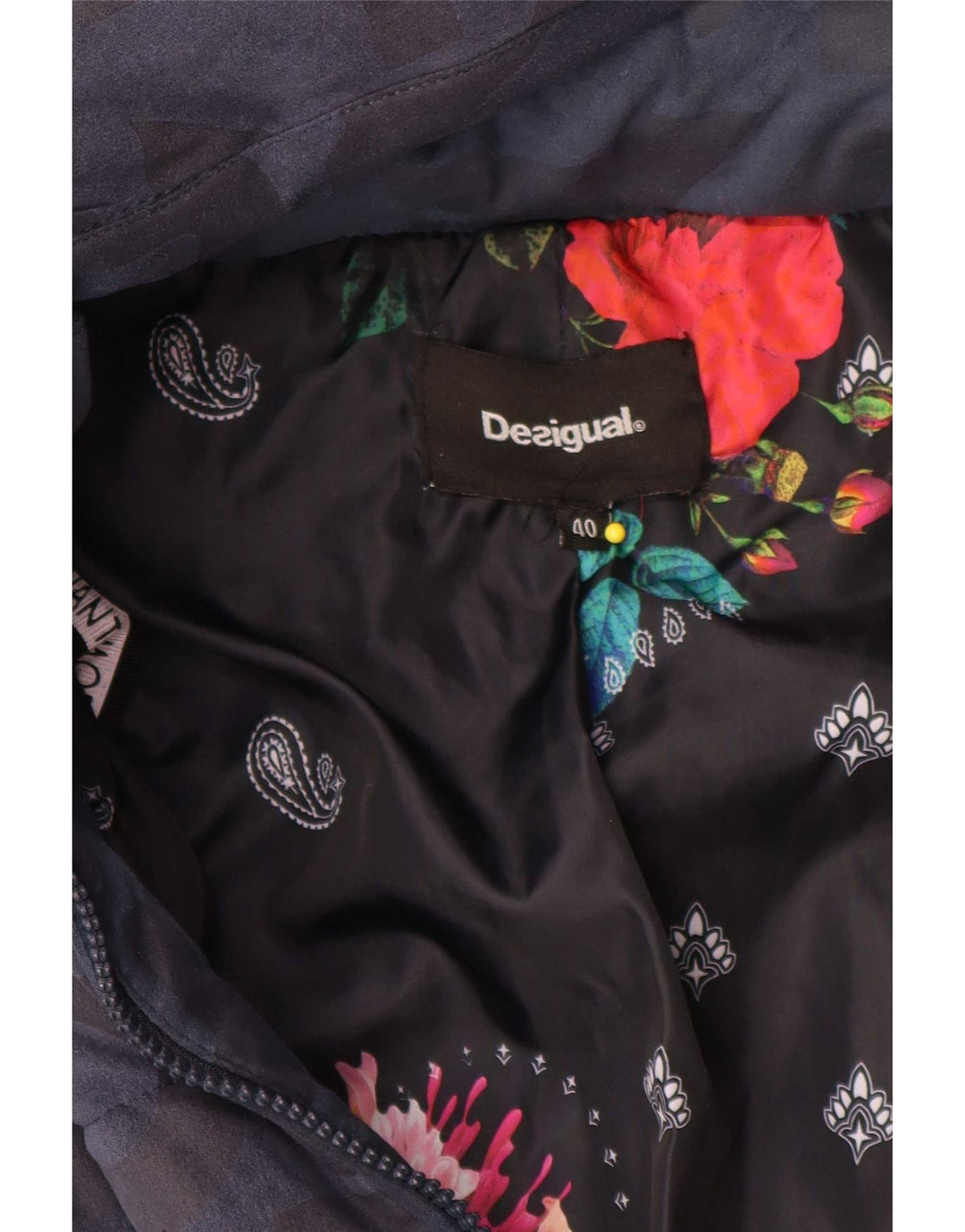 Desigual ženski kaput s kapuljačom i podstavljenim kaputom EU 40 srednje tamnoplave boje od poliestera