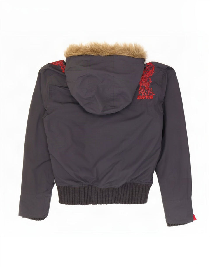 Superdry ženska oversized bomber jakna The Windbomber s kapuljačom UK 6 XS siva