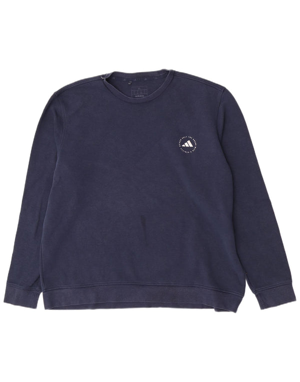 Adidas Mens Regular Fit Sweatshirt Jumper XL Navy Blue Cotton