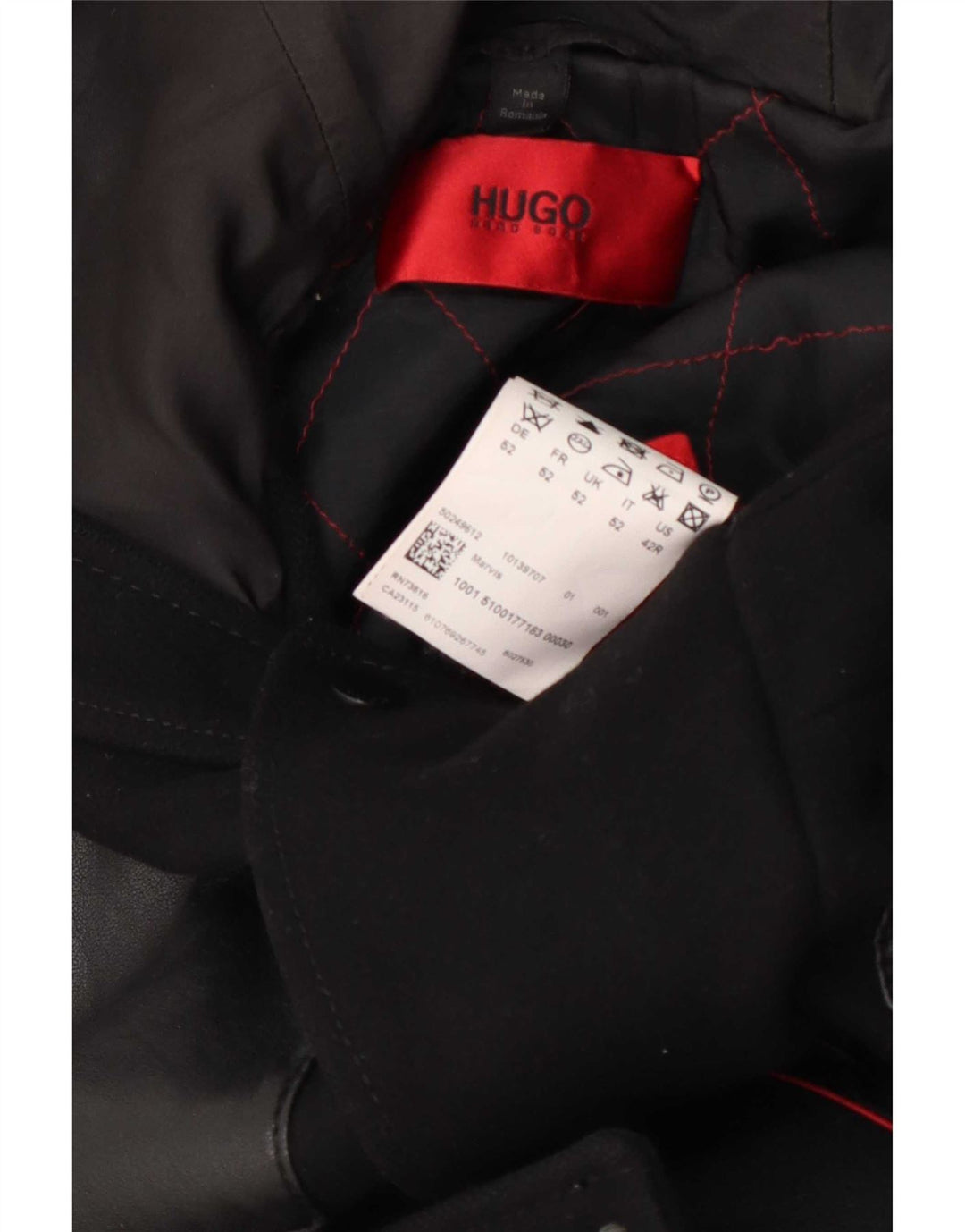 Hugo Boss muški kaput s kapuljačom EU 52 XL crna vuna