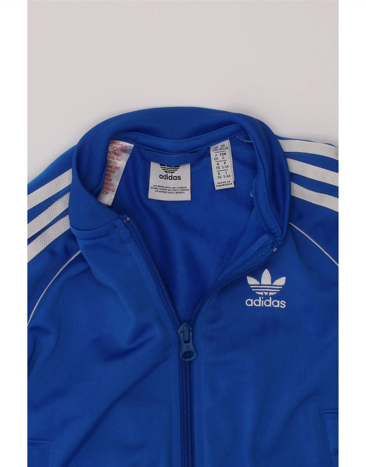 Gornja jakna od trenirke ADIDAS za dječake 5-6 godina, plavi poliester