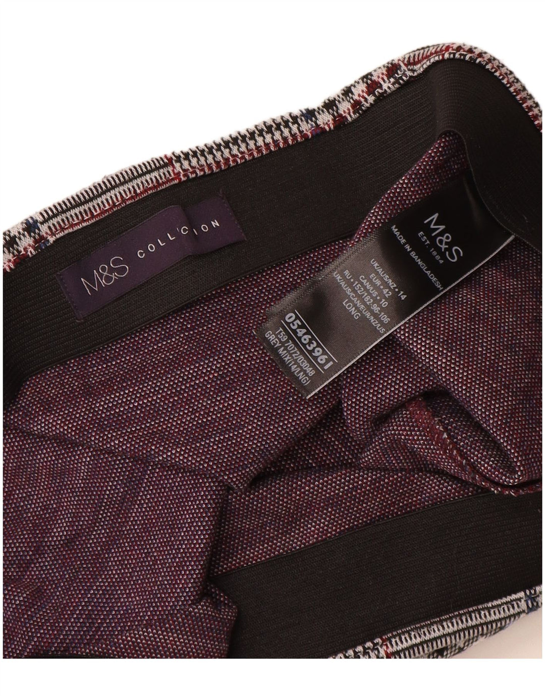Marks & Spencer ženska ravna suknja UK 14 Large W32 sivi karirani poliester