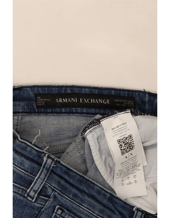 ARMANI EXCHANGE Ženske podignute super uske traperice W27 L30 plavi pamuk