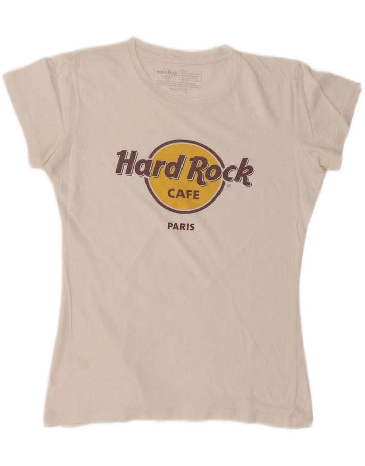 HARD ROCK CAFE Ženska majica kratkih rukava Paris Graphic Top UK 10 Mali bijeli pamuk