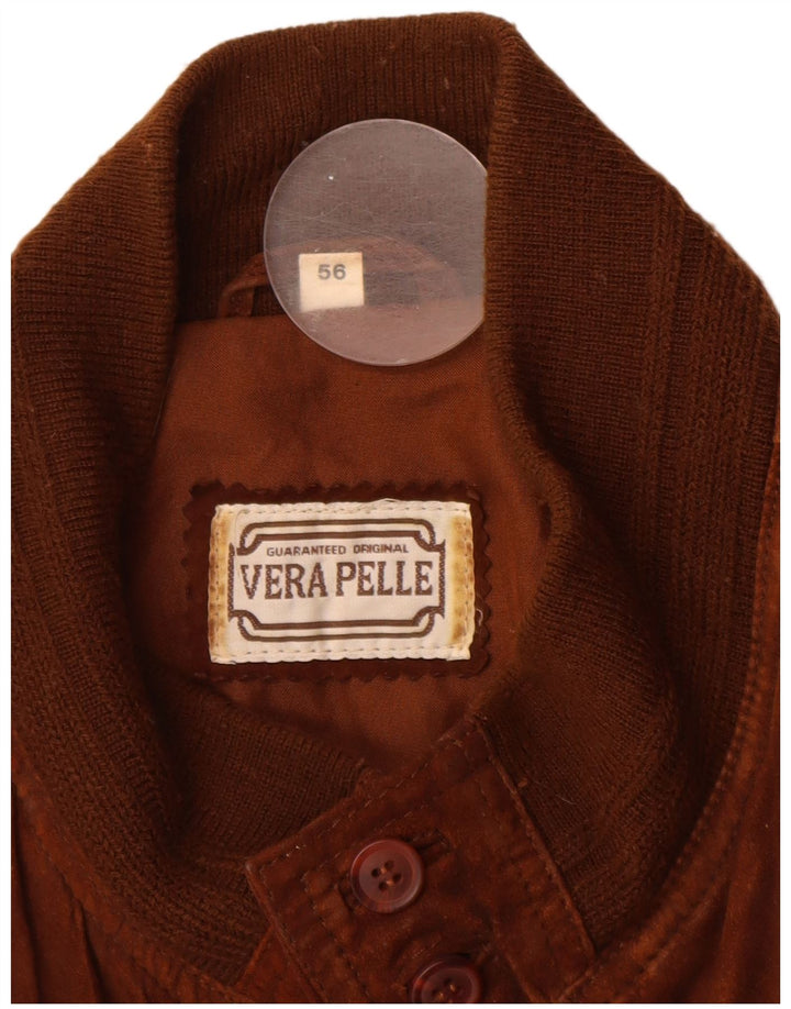 Vintage muška bomber jakna od brušene kože IT 56 3XL smeđa koža