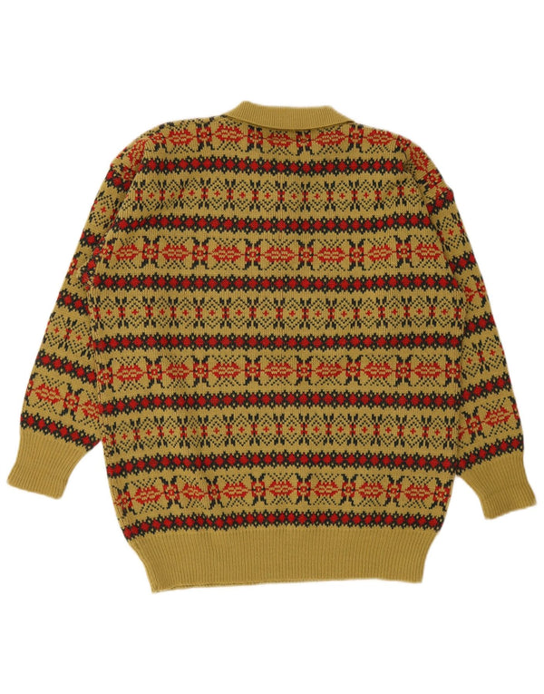Vintage ženski džemper s polo ovratnikom UK 16 Large Green Fair Isle
