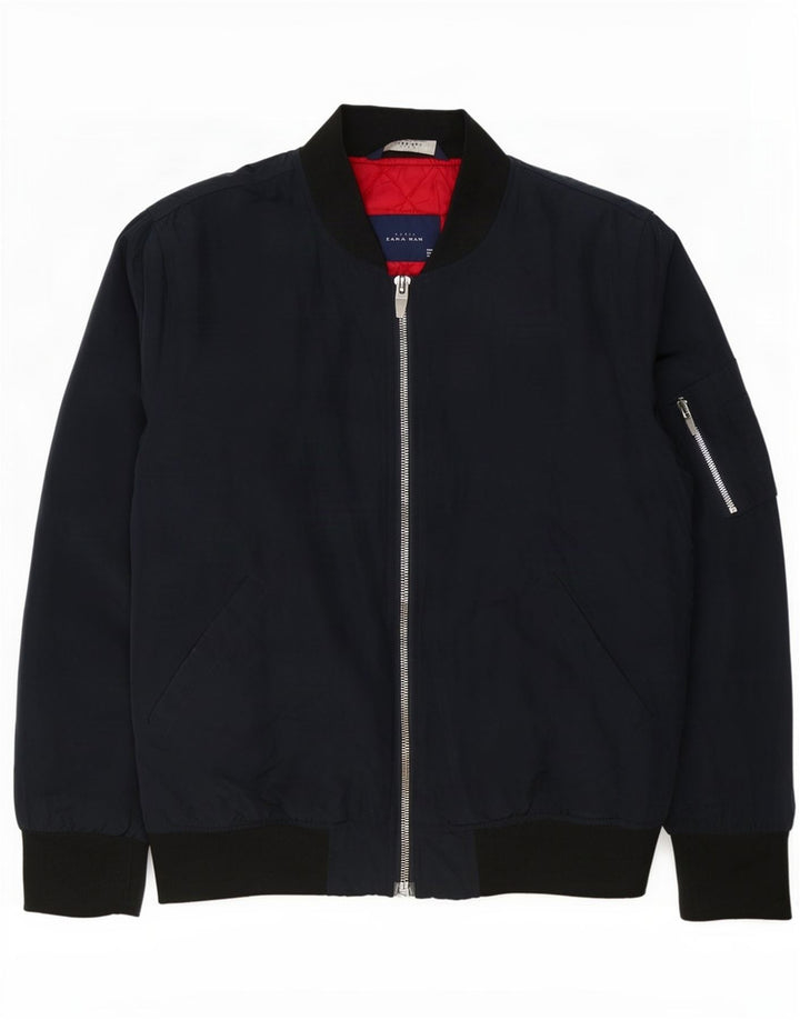 Zara muška bomber jakna UK 40 veliki tamnoplavi poliester u boji
