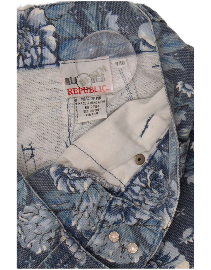 VINTAGE traper hlače visokog struka za djevojčice 9-10 godina W26 tamnoplave cvjetne