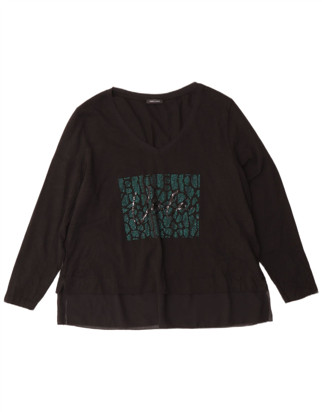 Fiorella Rubino Ženska majica dugih rukava s grafikama UK 14 Srednje crni pamuk