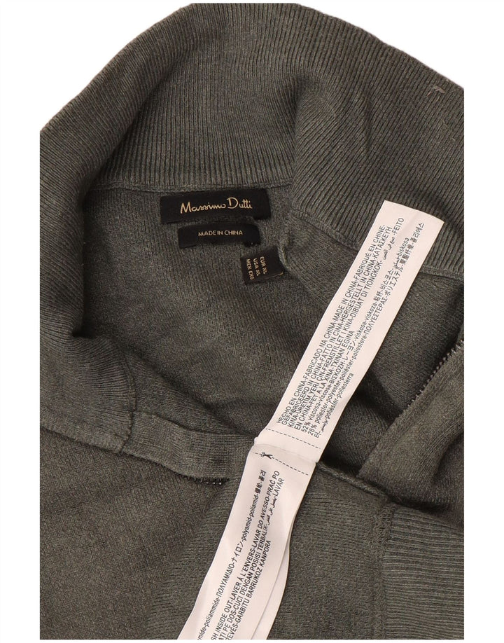 MASSIMO DUTTI Muški pulover s izrezom s patentnim zatvaračem XL siva viskoza