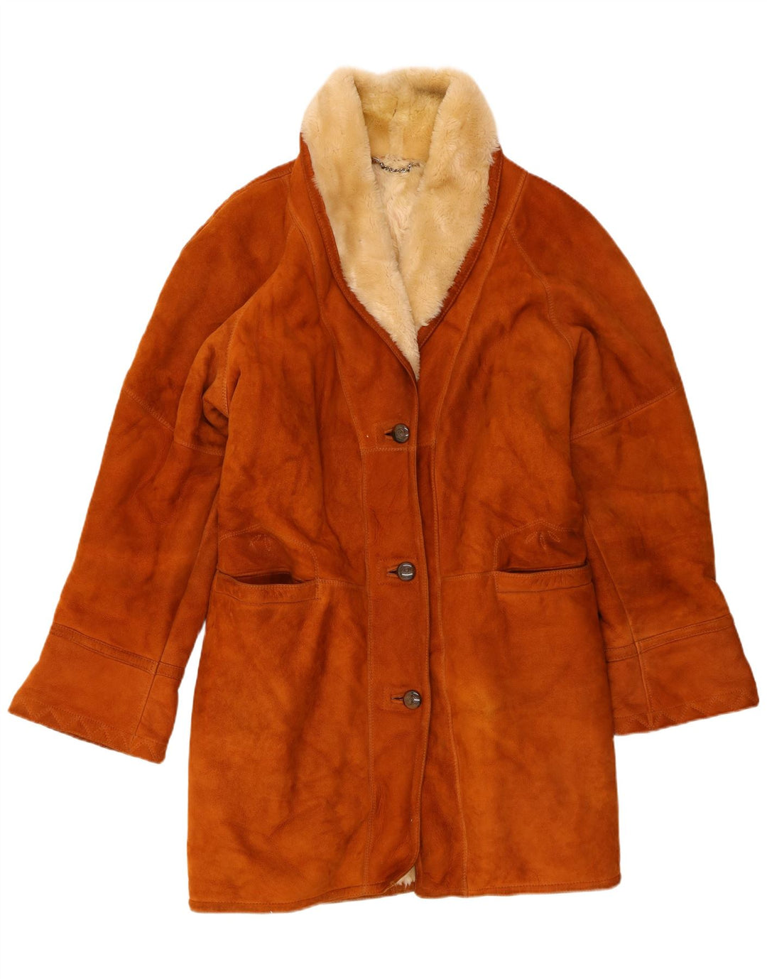 Vintage ženski opušteni kaput od striglica IT 48 XL od smeđe kože