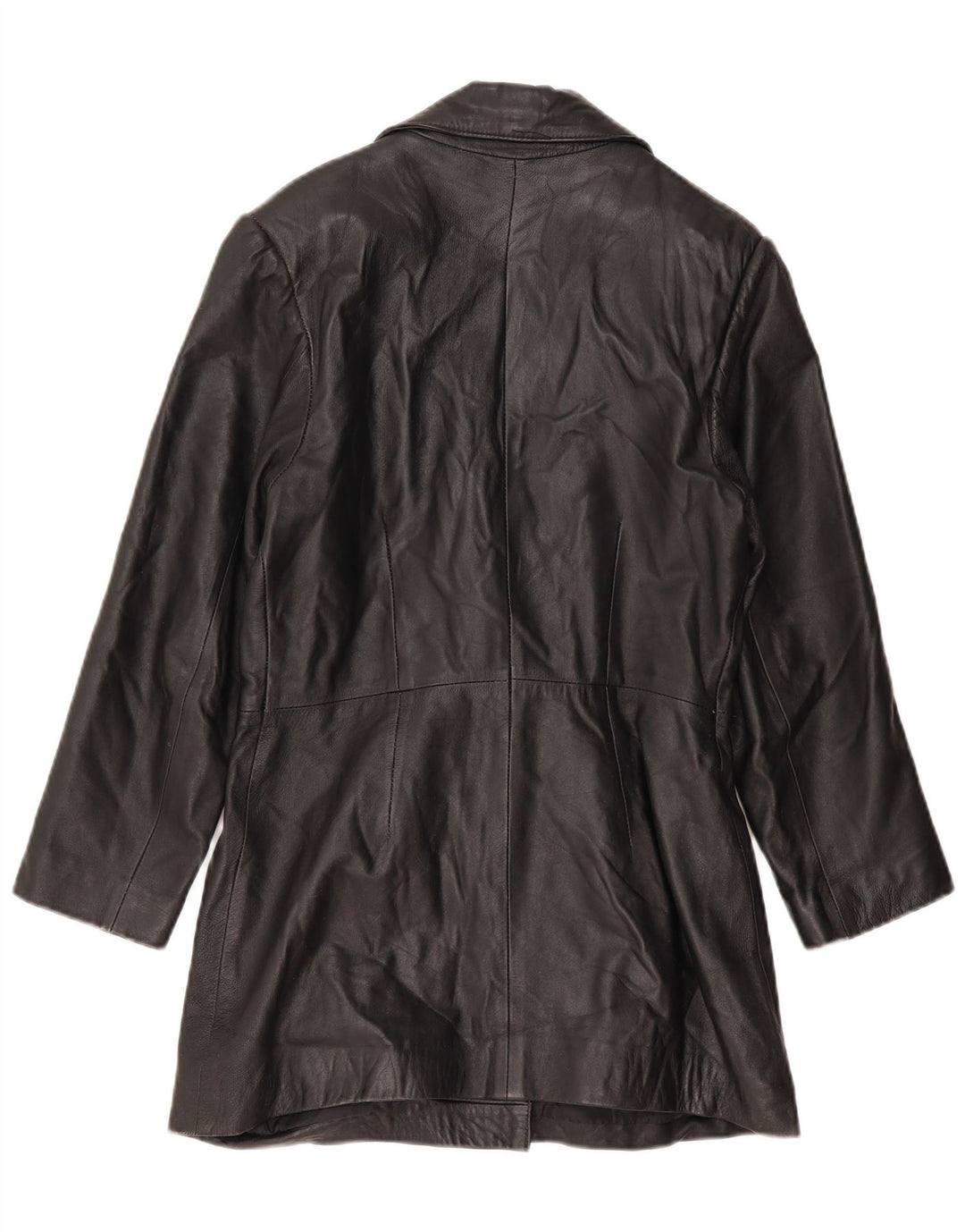 VINTAGE ženski kožni kaput UK 14 Veliki crni kožni