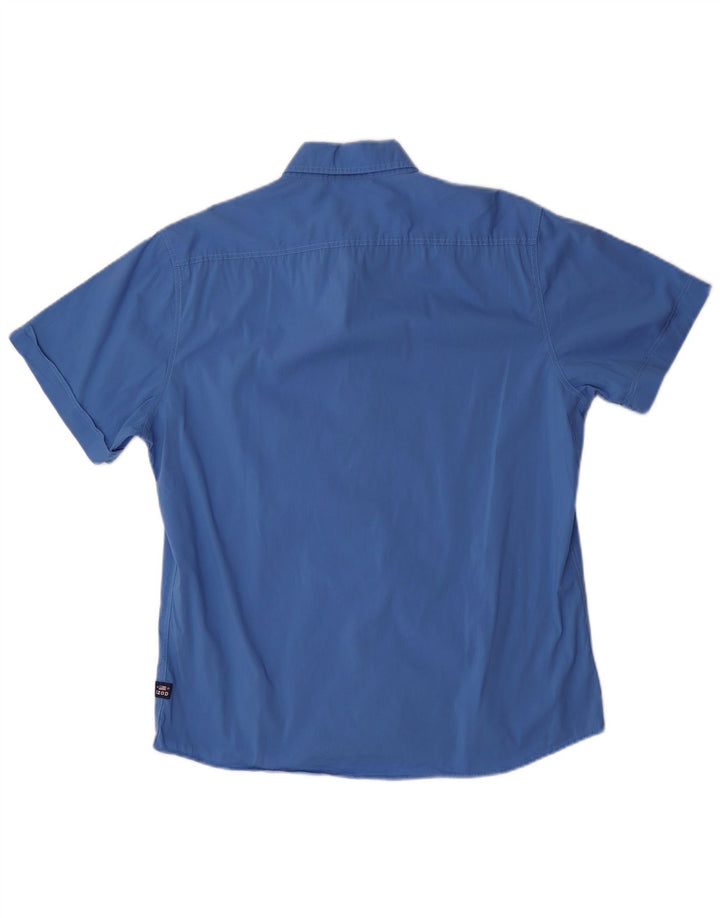 IZOD Mens Short Sleeve Shirt Medium Blue Cotton