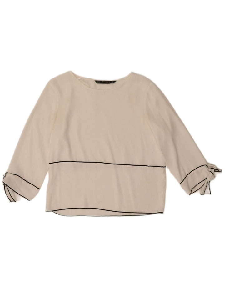 Zara ženski gornji dio bluze 3/4 rukava UK 6 XS bijeli poliester