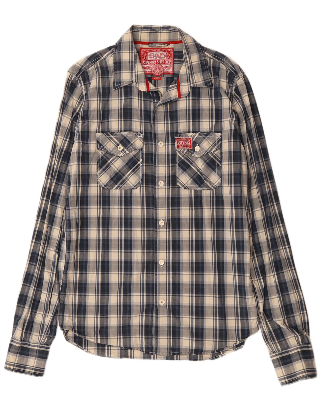 Superdry muška košulja, veliki tamnoplavi karirani pamuk