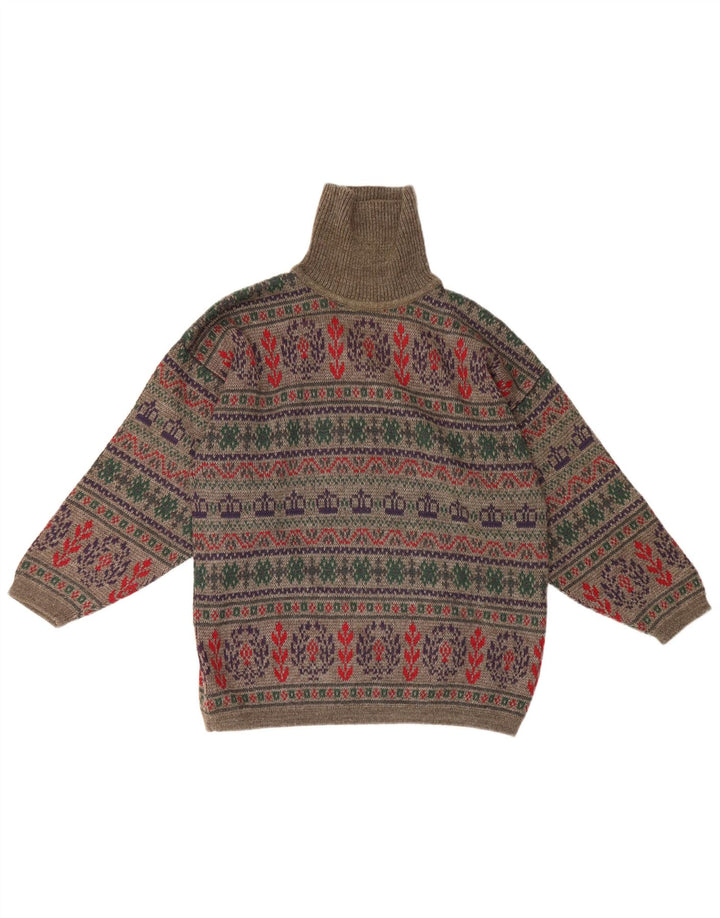 Vintage muški džemper s rol izrezom, mali sivi vuneni vuneni vuneni stil