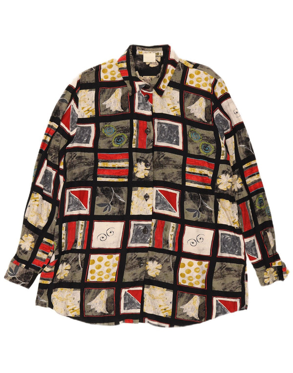 Vintage ženska košulja bluza UK 16 Velika raznobojna patchwork viskoza