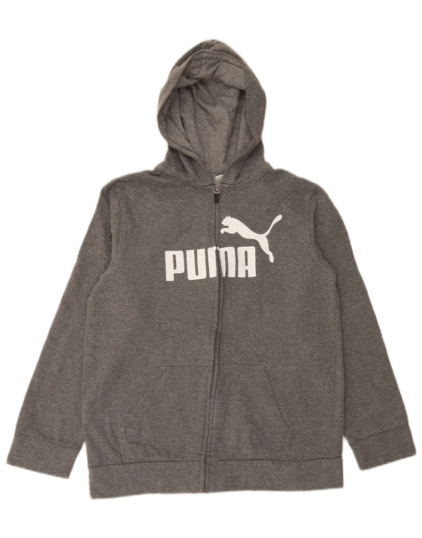 PUMA Boys Graphic Zip pulover s kapuljačom 12-13 godina veliki sivi pamuk