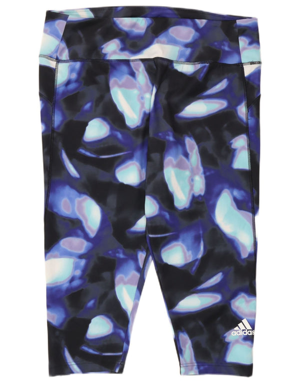 Adidas Womens Aeroready Abstract Pattern Leggings UK 24/26 2XL Navy Blue