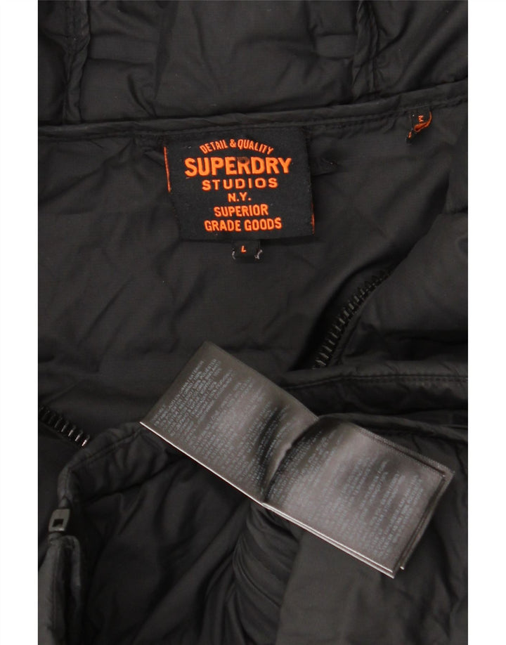 Superdry muška podstavljena jakna s kapuljačom UK 40 veliki crni poliester