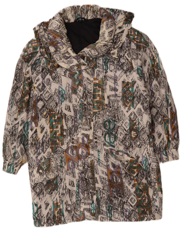 VINTAGE Ženska vjetrovka Kaput UK 10 Mali višebojni geometrijski
