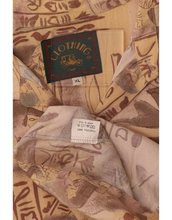 Vintage muška grafička majica XL bež viskoza