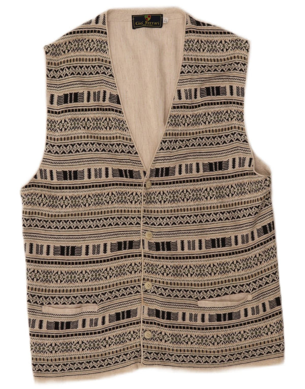 gio ferrari Muški široki prsluk IT 52 Large Beige Fair Isle Cotton