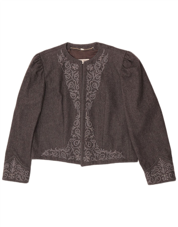 Escada ženska otvorena bolero jakna EU 42 velika siva paisley vuna