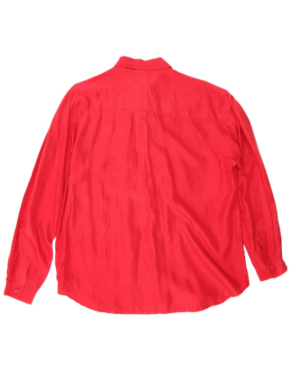 Vintage ženska košulja bluza UK 14 srednje crvena svila