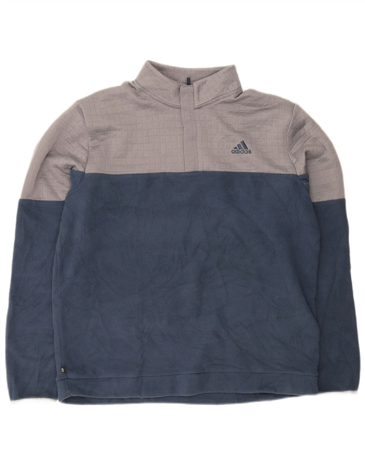 Adidas veliki muški džemper od flisa s patentnim izrezom i tamnoplavi poliester