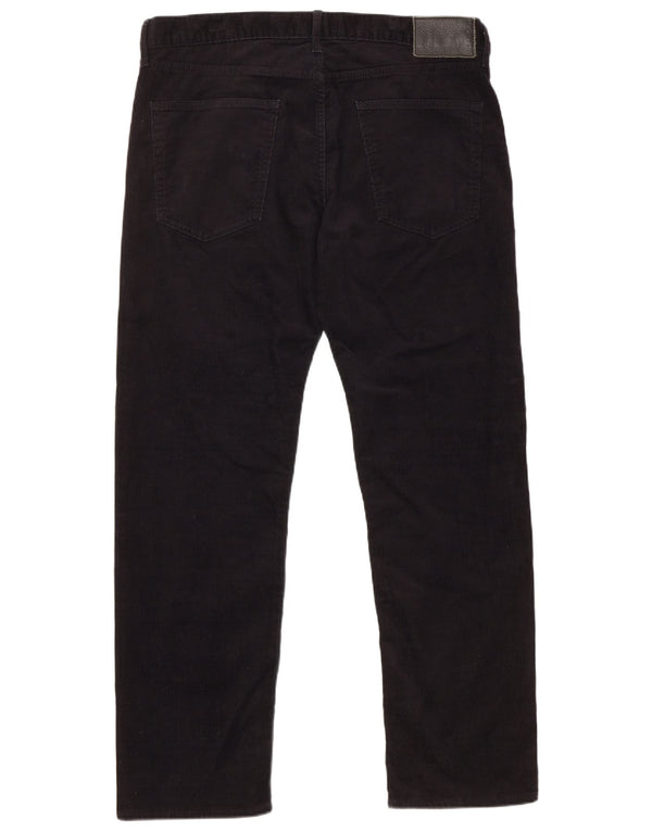 MARKS & SPENCER Mens Straight Corduroy Trousers W36 L31 Black Cotton