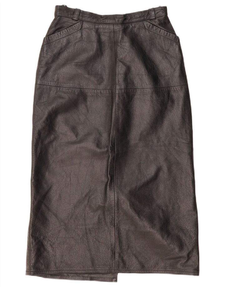 VINTAGE ženska kožna suknja EU 36 mala W26 crna koža