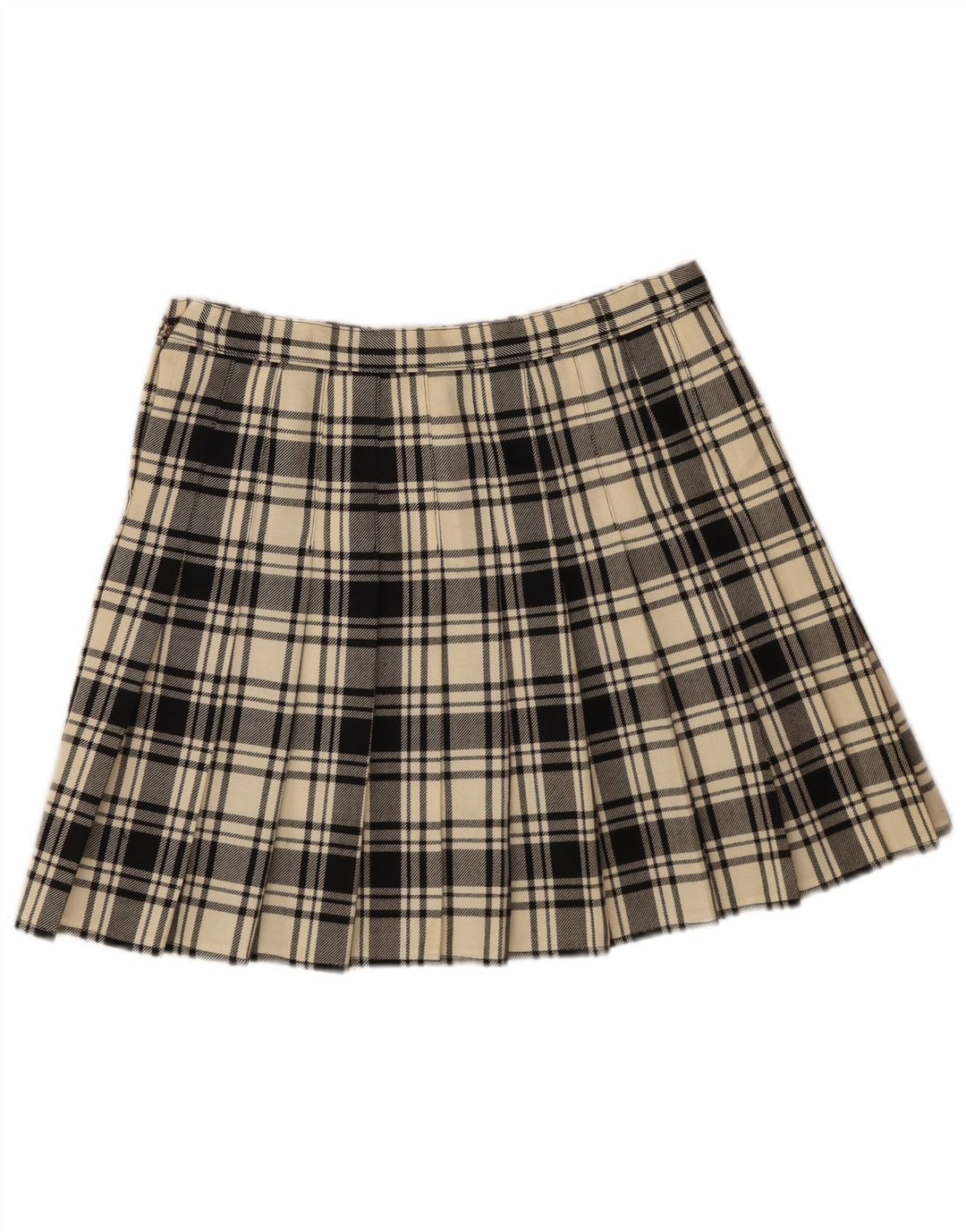 VINTAGE ženska mini suknja W30 srednje bijele karirane djevičanske vune