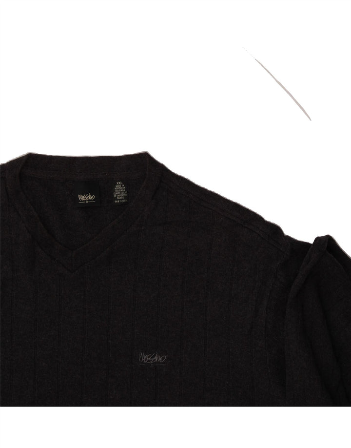 MOSSIMO Mens V-Neck Jumper Sweater 2XL Grey Cotton Vintage Mossimo and Second-Hand Mossimo from Messina Hembry 
