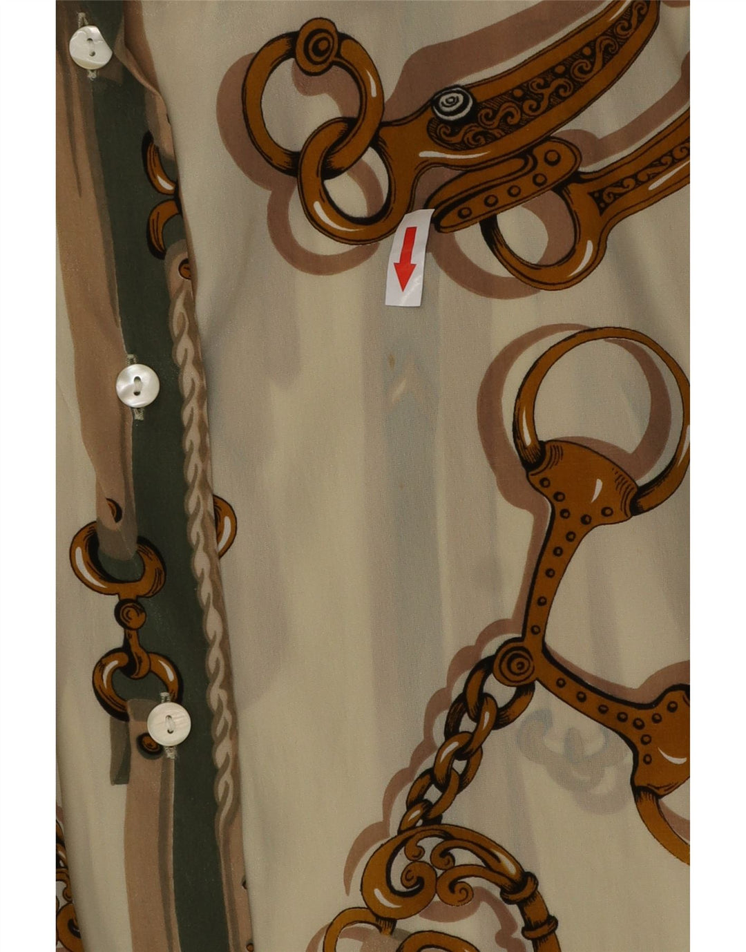 Vintage ženska košulja s apstraktnim uzorkom IT 46 veliki bež acetat